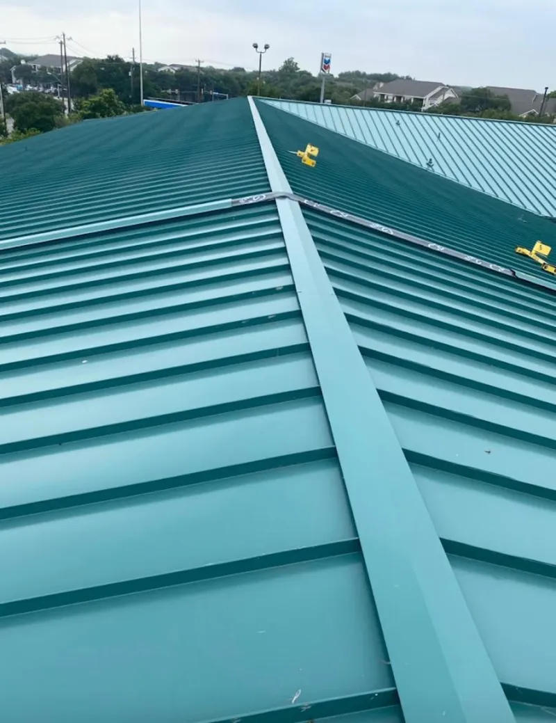 Green commercial metal roof ridge and valley for Metal Roof Repair in Alice